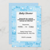 青い水彩のベビーシャワー招待状 招待状 (正面/裏面)