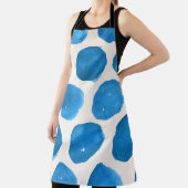 青い水彩の丸で縫い目のないかわいい模様 エプロン (インサイチュ)