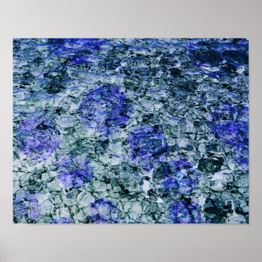 青い水彩の抽象的な背景のデジタルアート ポスター (正面)