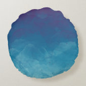 青い水彩の無限大ラブ ウェディング デート、名前 ラウンドクッション (裏面)