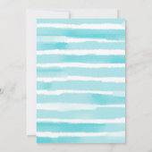 青い水彩の白いストリングライトのベイビーシャワー 招待状 (裏面)