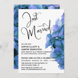 青い水彩の紫陽花　挙式 招待状