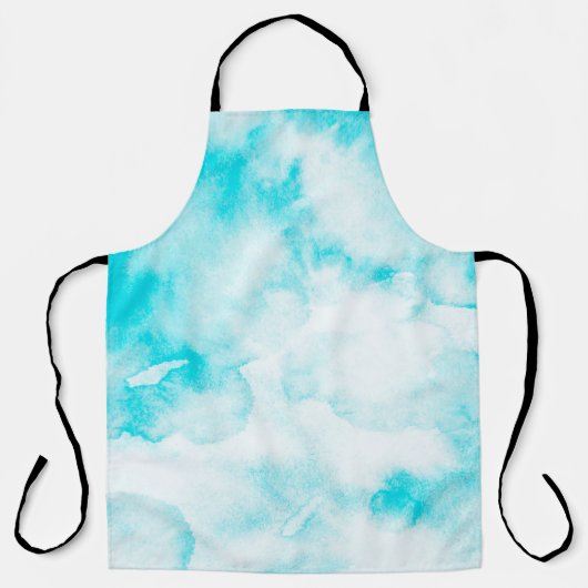 青い水彩の背景 エプロン (正面)