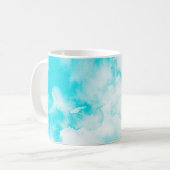 青い水彩の背景 コーヒーマグカップ (正面左)
