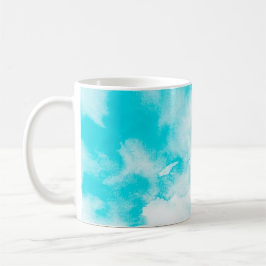 青い水彩の背景 コーヒーマグカップ (左)
