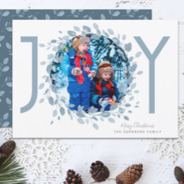 青い水彩の花輪 | 喜びの写真 シーズンカード