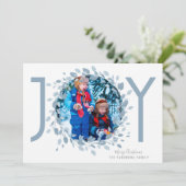 青い水彩の花輪 | 喜びの写真 シーズンカード (スタンド正面)