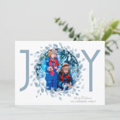 青い水彩の花輪 | 喜びの写真 シーズンカード (スタンド正面)