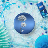 青い水彩の花 ペーパーボウル (パーティー)