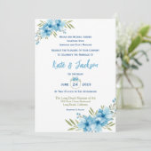 青い水彩の花 招待状 (スタンド正面)