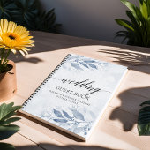 青い水彩の葉の植物学的な結婚式のゲストブック ノートブック