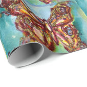 青い水彩の蝶のラッピングペーパー(金) ラッピングペーパー (ロールコーナー)