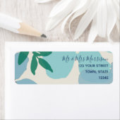 青い水彩の返信住所ラベル ラベル (インサイチュ)