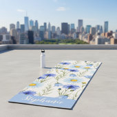 青い水彩の野生の花のモノグラム名前 ヨガマット