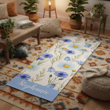 青い水彩の野生の花のモノグラム名前