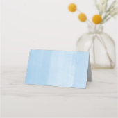 青い水彩の風船 ユーカリのグリーン ラベル プレイスカード (裏面)