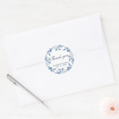 青い水彩ウェディングギフト感謝ステッカー ラウンドシール (封筒)