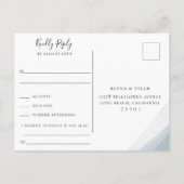 青い水彩オンブル結婚式の出欠返信と曲のリクエスト インビテーションポストカード (裏面)
