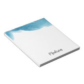 青い水彩オンブレ パーソナライズ ノートパッド (アングル)