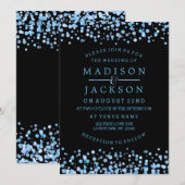 青い水彩コンフェッティドットの結婚式招待状 招待状 (正面/裏面)