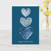 青い水彩ハート折り紙 父の日 カード (黄色い花)