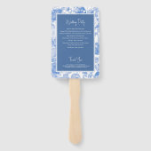 青い水彩ボタニカルフラワーズのウェディングプログラム ハンドファン (裏面)