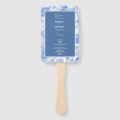 青い水彩ボタニカル フラワーズ ウェディング プログラム ハンドファン (正面)