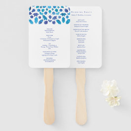 青い水彩メディテレーニアンタイルパターン プログラム ハンドファン