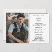 青い水彩写真 |スター・オブ・デイビッドバー（ユダヤ教の）バル・ミツバー 招待状 (正面)