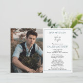 青い水彩写真 |スター・オブ・デイビッドバー（ユダヤ教の）バル・ミツバー 招待状 (スタンド正面)