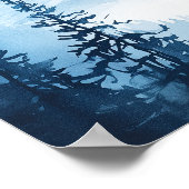 青い水彩山のウェディング ウェルカムサイン ポスター (角)