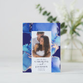 青い水彩日付はがきを保存 ポストカード (スタンド正面)