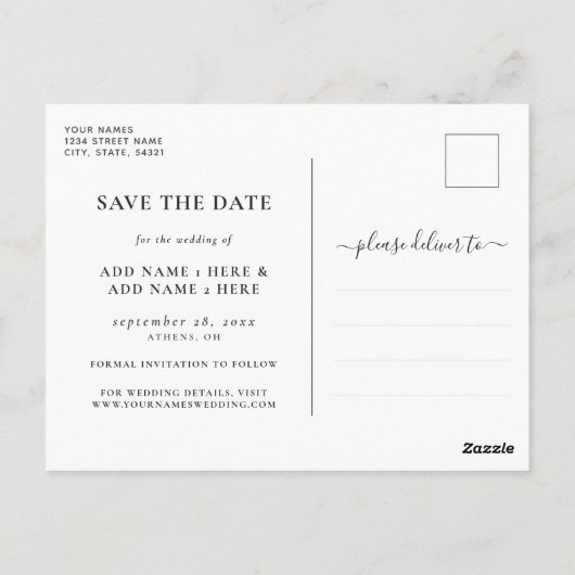 青い水彩日付はがきを保存 ポストカード (裏面)