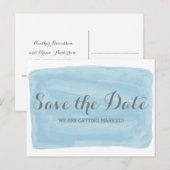 青い水彩日付はがきを保存 案内ポストカード (正面/裏面)