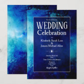 青い水彩星雲の結婚式招待状 招待状 (正面/裏面)