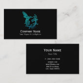 青い水彩様式のハチドリ 名刺 (正面/裏面)