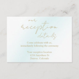 青い水彩波の結婚式の披露宴 エンクロージャーカード