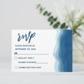 青い水彩波 | 出席カード 招待状 (スタンド正面)