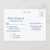 青い水彩波 |食事の選択RSVP インビテーションポストカード (裏面)