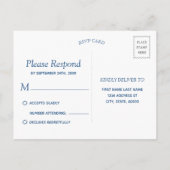 青い水彩波 | RSVP インビテーションポストカード (裏面)