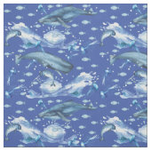 青い水彩海海洋生物パターン ファブリック (見本)