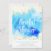 青い水彩珊瑚礁結婚ブライダルシャワー 招待状 (正面)