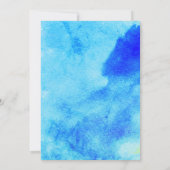 青い水彩珊瑚礁結婚ブライダルシャワー 招待状 (裏面)