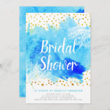 青い水彩珊瑚礁結婚ブライダルシャワー