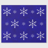 青い水彩画および白い雪片|のクリスマス ラッピングペーパー (フラット)