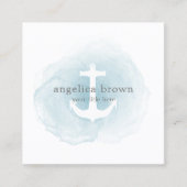 青い水彩画のいかりの名刺 スクエア名刺 (正面)