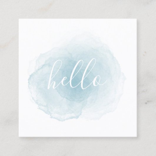 青い水彩画のこんにちは名刺 スクエア名刺 (正面)