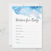 青い水彩画のしぶきのベビーシャワーはベビーを望みます 招待状 (正面)