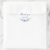 青い水彩画のウェディングギフト感謝ステッカー ラウンドシール (バッグ)