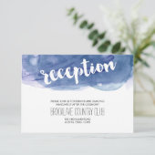 青い水彩画のウェディングレセプション 招待状 (スタンド正面)